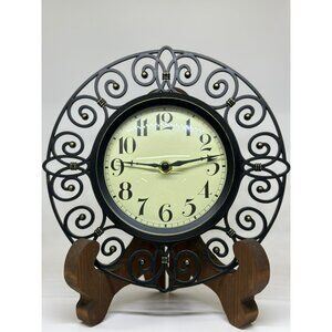 VTG Quartz Table Clock - Ornate Wrought Iron Frame Decor DOESNT WORK